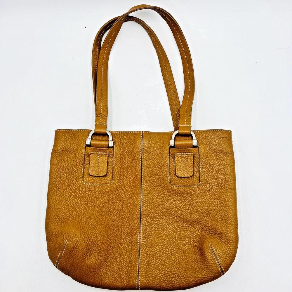 Claudia Firenze Pebbled‎ Genuine Leather Tan Satchel Bag